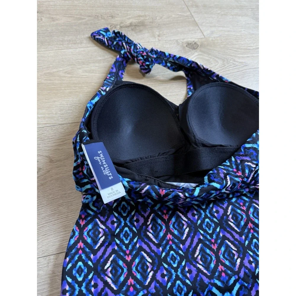 NWT Womens Swimsuits For All Tankini Halter Top Padded Size‎ 8